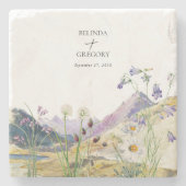 水彩野草山結婚式の引き出物 ストーンコースター (正面)