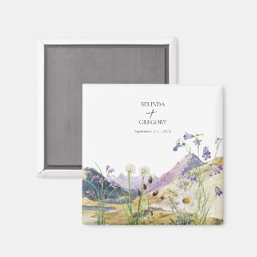 水彩野草山結婚式の引き出物 マグネット (正面/裏面)