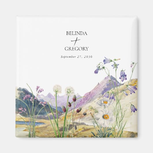 水彩野草山結婚式の引き出物 マグネット (正面)