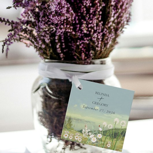 水彩野草山風景結婚ズ フェイバータグ