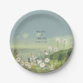 水彩野草山風景結婚ズ ペーパープレート (正面)