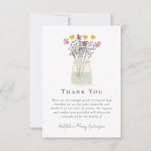 水彩野草悔やみや弔慰葬儀 サンキューカード (正面)