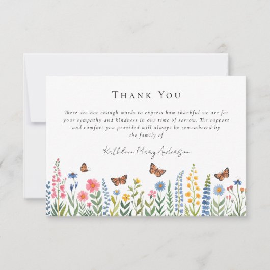 水彩野草悔やみや弔慰葬儀 サンキューカード (正面)