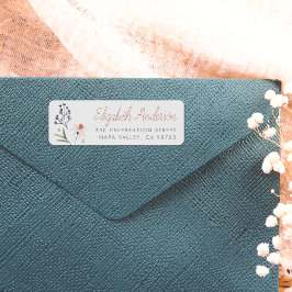 水彩野草書道差出人住所 ラベル