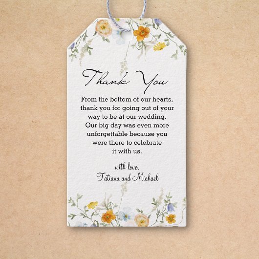 水彩野草植物体結婚の感謝していお前 ギフトタグ