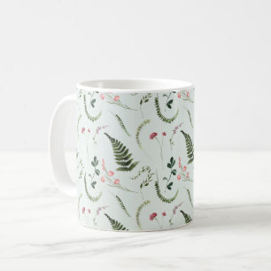 水彩野草植物模様 コーヒーマグカップ