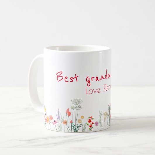 水彩野草母の日おばあちゃん最高のは今まで コーヒーマグカップ (正面左)