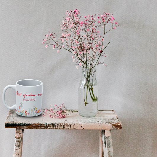 水彩野草母の日おばあちゃん最高のは今まで コーヒーマグカップ