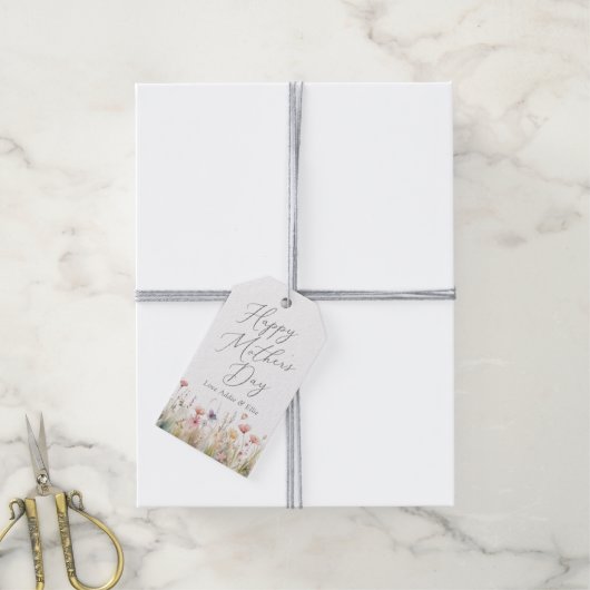 水彩野草母の日 ギフトタグ (より糸付き)