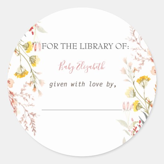 水彩野草牧草乾燥妊娠 ラウンドシール (正面)