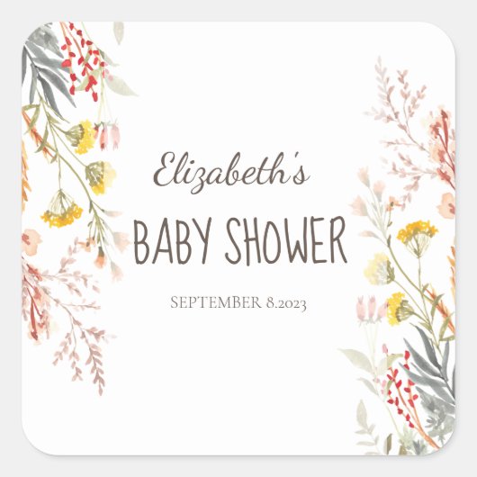 水彩野草牧草干し スクエアシール (正面)