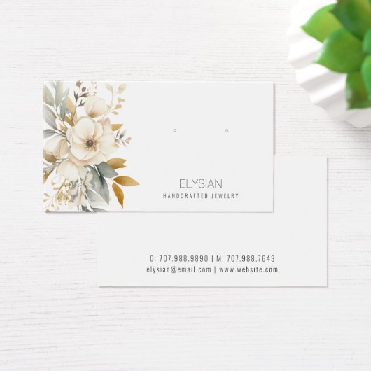 水彩野草耳飾りジュエリー表示カード (デスク)