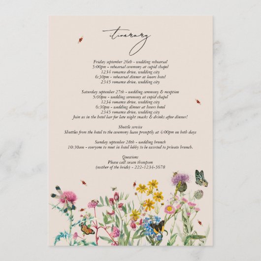 水彩野草花の結婚旅程プログラム プログラム (裏面)