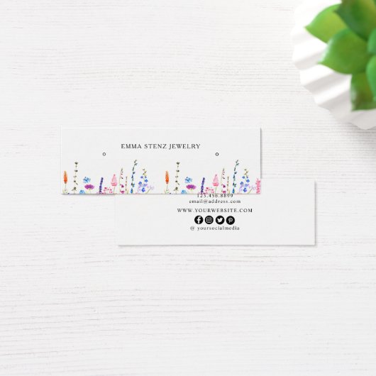 水彩野草花イヤリングフープスタッドミニカード (デスク)