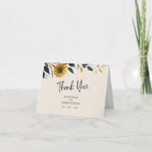 水彩野草花エレガントベージュ結婚の写真 サンキューカード (正面)