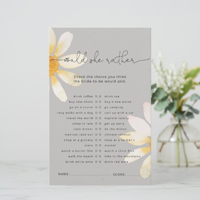 水彩野草花ブライダルシャワーゲーム (スタンド正面)