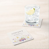 水彩野草花ブライダルシャワー紙コースター スクエアペーパーコースター (インサイチュ)