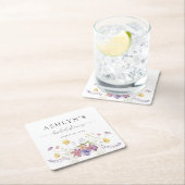 水彩野草花ブライダルシャワー紙コースター スクエアペーパーコースター (インサイチュ)