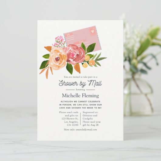 水彩野草花春ブライダルシャワーバイメール 招待状 (スタンド正面)