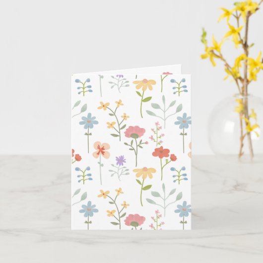 水彩野草花柄 カード (黄色い花)