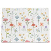 水彩野草花柄 ラージペーパーバッグ (正面)