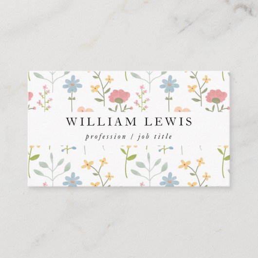 水彩野草花柄 名刺 (正面)