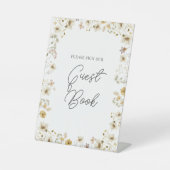 水彩野草花結婚のゲストブック 台座サイン (正面)