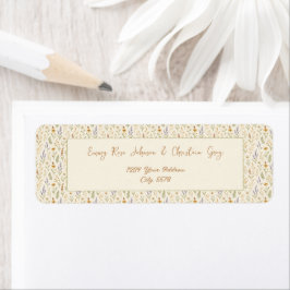 水彩野草花結婚差出人住所 ラベル