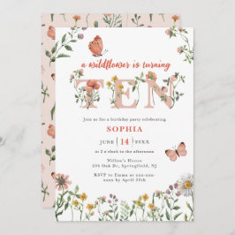 水彩野草花10誕生日 招待状