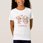 水彩野草花10誕生日 Tシャツ<br><div class="desc">この10歳エレガントの誕生日シャツは、水彩野花イラストレーション、珊瑚桃色の番号、誕生日の女の子の名前を持っている。また、同じ水色の蝶与えは、余分な特別なtouch。</div>