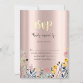 水彩野草草地バラ金ゴールド 招待状 (正面)