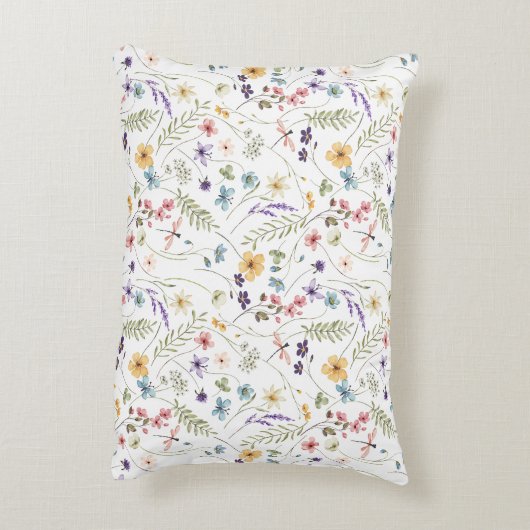 水彩野草蝶の模様 アクセントクッション (裏面(縦))