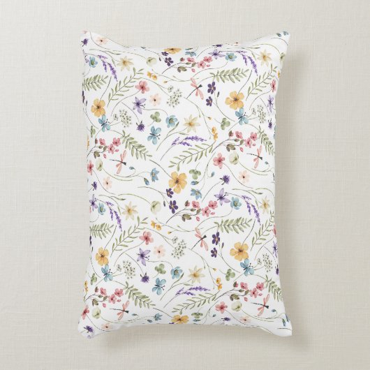 水彩野草蝶の模様 アクセントクッション (正面(垂直))