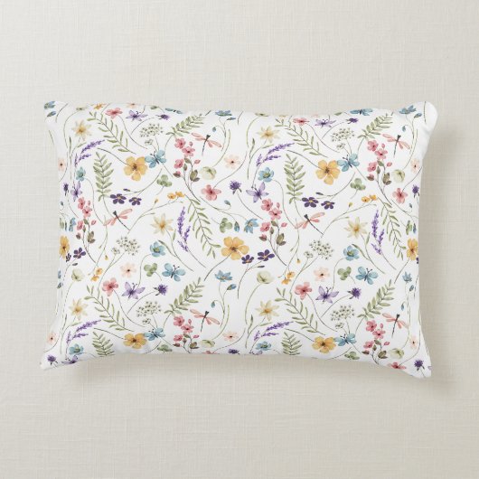 水彩野草蝶の模様 アクセントクッション (裏面)