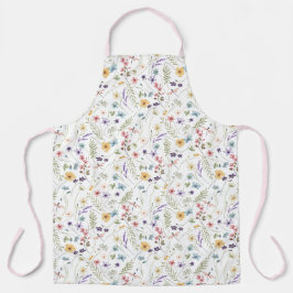 水彩野草蝶の模様 エプロン