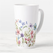 水彩野草蝶の模様 カフェラテマグ (右アングル)