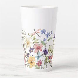 水彩野草蝶の模様 カフェラテマグ