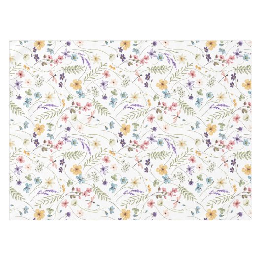 水彩野草蝶の模様 テーブルクロス (正面(横))