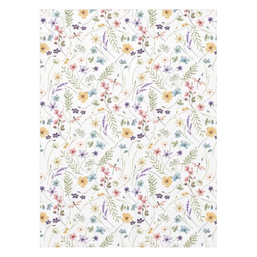 水彩野草蝶の模様 テーブルクロス (正面)