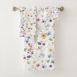 水彩野草蝶の模様 バスタオルセット