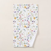 水彩野草蝶の模様 バスタオルセット (ハンドタオル)