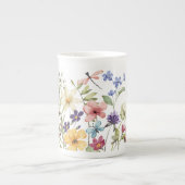 水彩野草蝶の模様 ボーンチャイナマグカップ (正面)