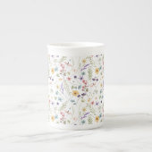 水彩野草蝶の模様 ボーンチャイナマグカップ (正面)