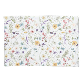 水彩野草蝶の模様 枕カバー