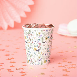 水彩野草蝶の模様 紙コップ