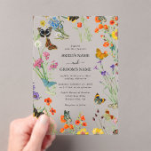 水彩野草蝶フローラ結婚ズ アクリル招待状 (インサイチュ (ポータブル))