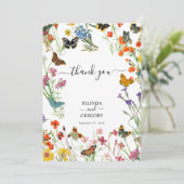 水彩野草蝶フローラ結婚ズ サンキューカード (スタンド正面)