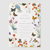 水彩野草蝶フローラ結婚ズ ベラム紙招待状 (正面)