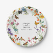 水彩野草蝶フローラ結婚ズ ペーパープレート (正面)