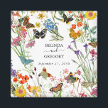 水彩野草蝶フローラ結婚ズ マグネット<br><div class="desc">ワイルドフラワー結婚や蝶を特徴とする美しい水色のデザイン。カラフル園の野生の花と蝶のフローラの配置。カラフル蝶、水彩花模様、野花イラスト、植物画を愛する人のための理想的な結婚式の引き出物デザインも用意されている一致する結婚式招待状や他の文房具アイテム。</div>